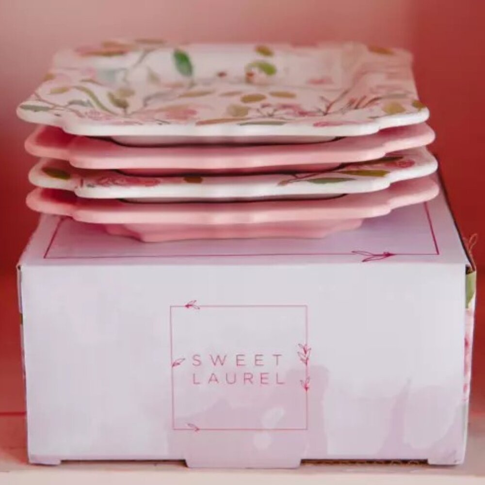Sweet Laurel Floral Dessert Plates (Set of 4)